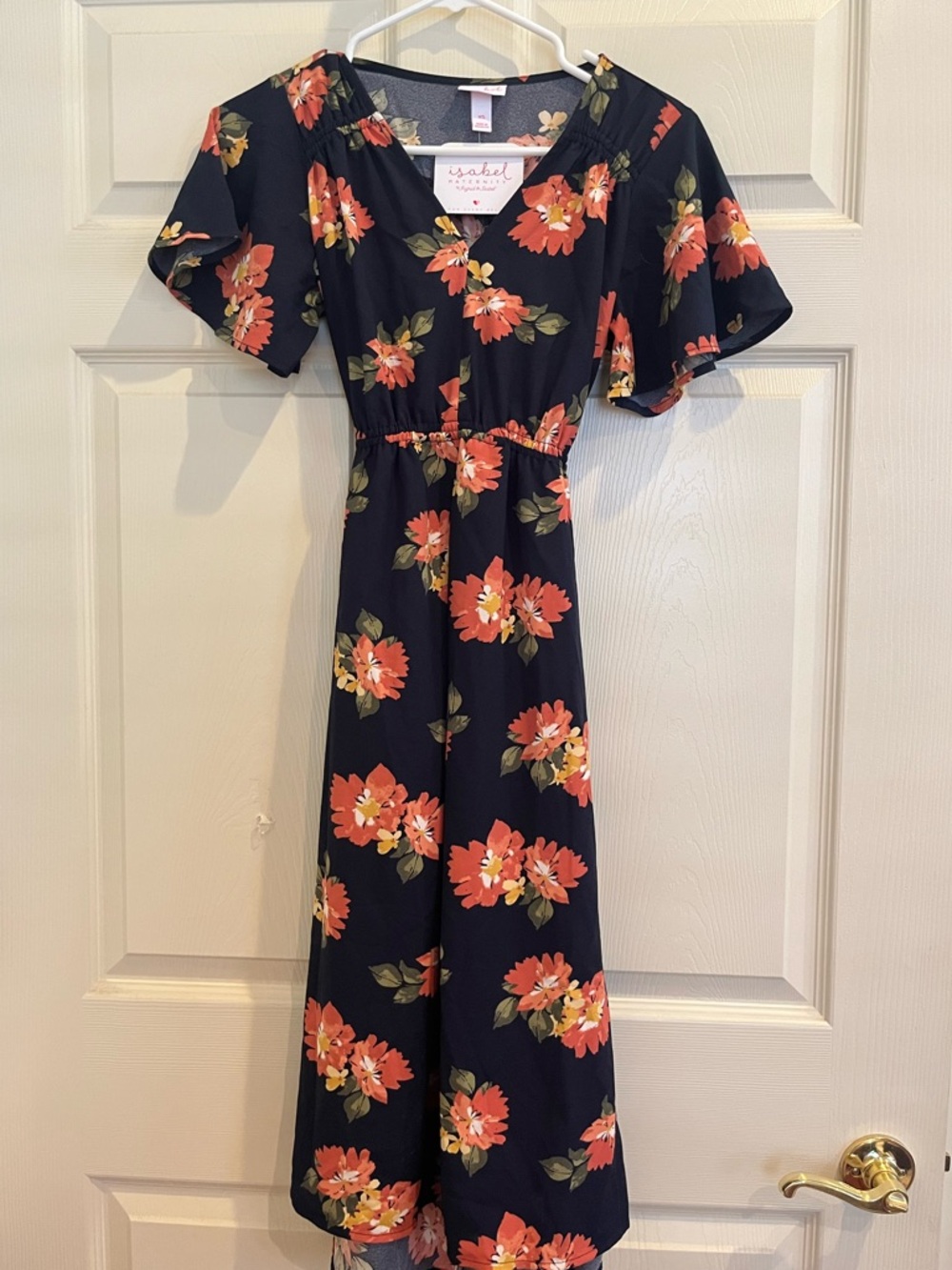 ISABEL dress maternity or regular dress with Coral Floral Print NEW W TAG